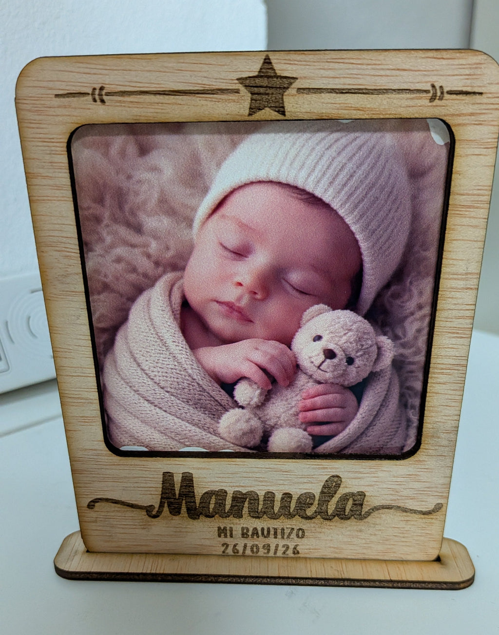 Marco peana estrella personalizado con foto – Detalles para invitados de boda, bautizo o comunión