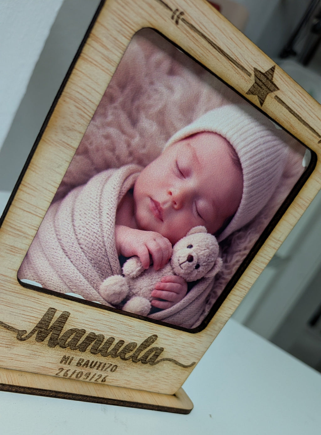 Marco peana estrella personalizado con foto – Detalles para invitados de boda, bautizo o comunión