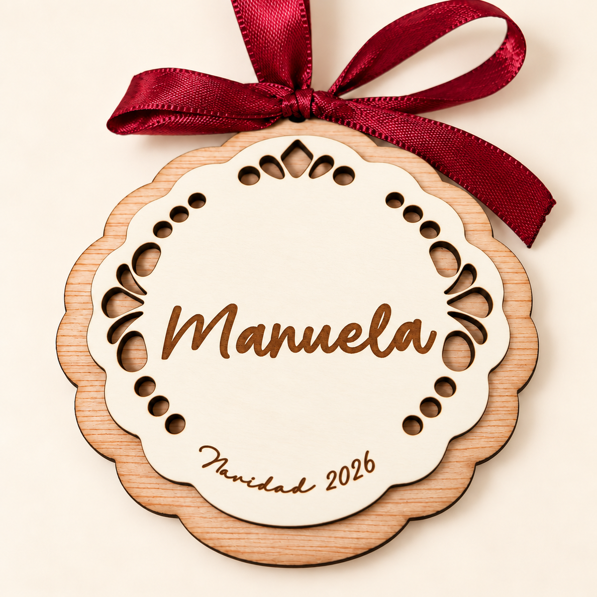 Adorno navideño personalizado encaje