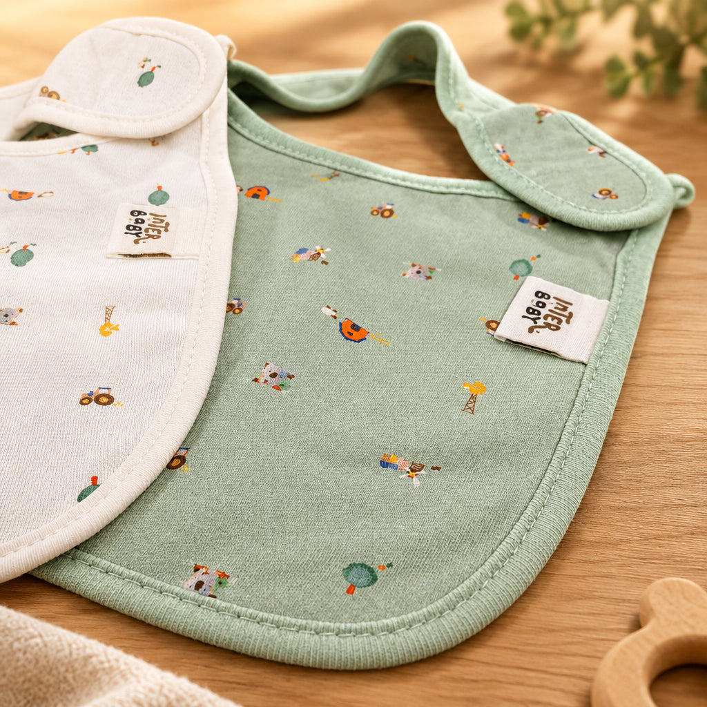 Set de 2 Baberos de bambu personalizados - Granja
