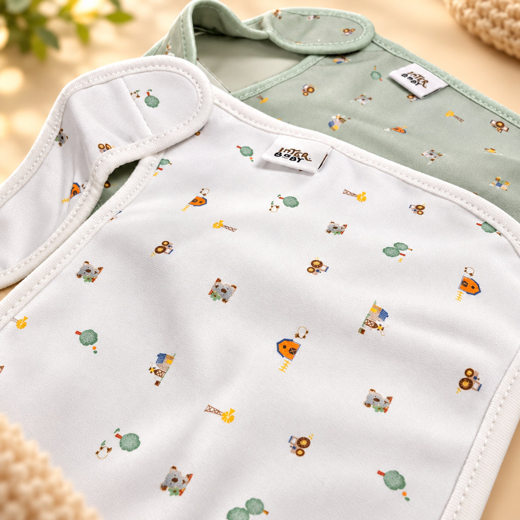 Set de 2 Baberos de bambu personalizados - Granja