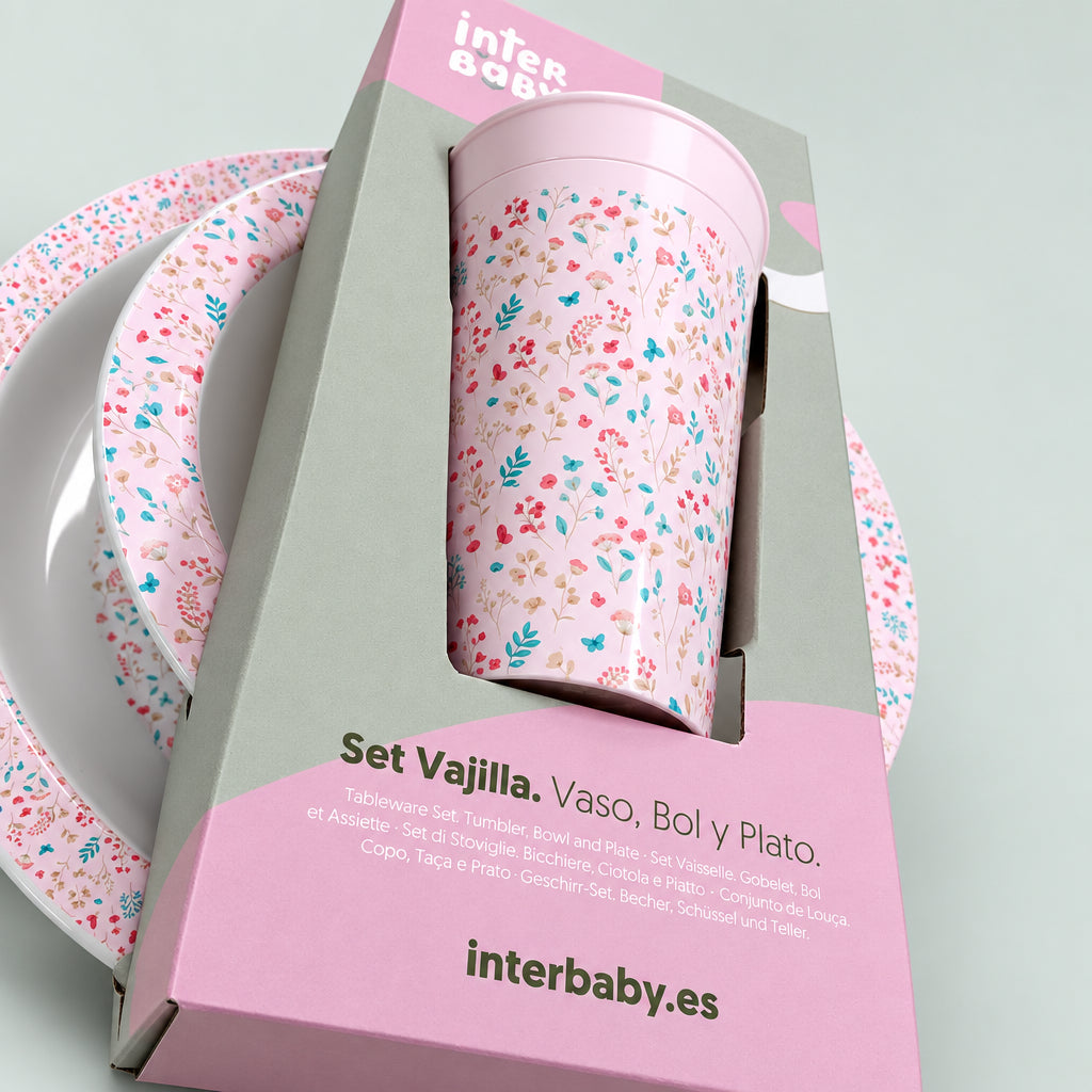 Set de vajilla y cubiertos - floral