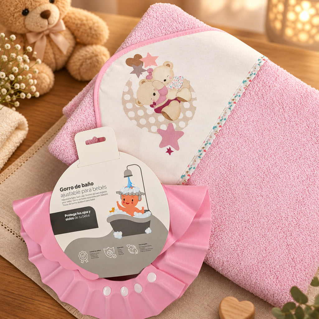 Set Baño. Toalla y neceser de aseo. Floral