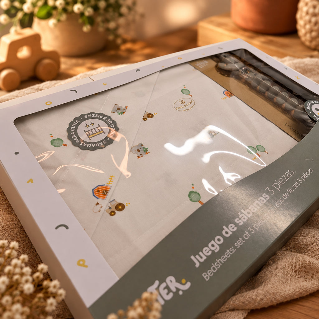 Juego de sabanas cuna algodón - Granja