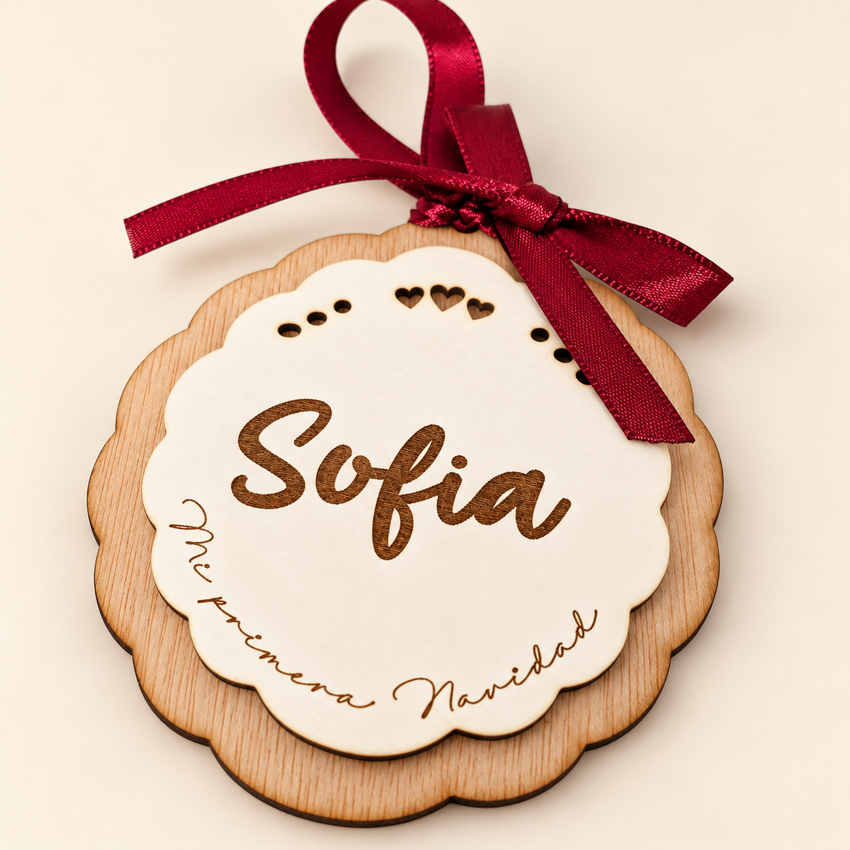 Adorno navideño personalizado modelo corazon