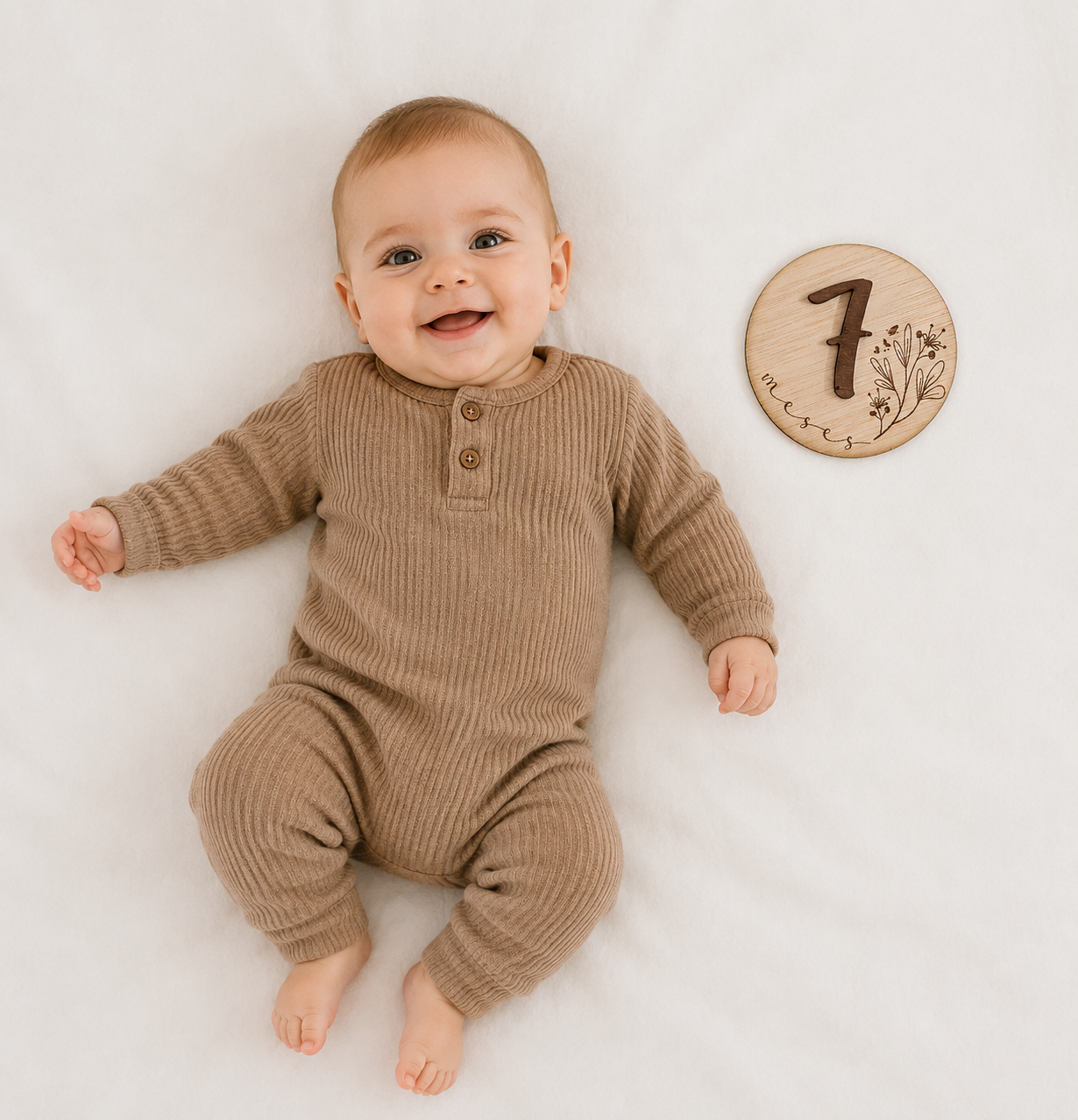 Placas Mensuales Bebé Personalizadas de Madera. Modelo primavera