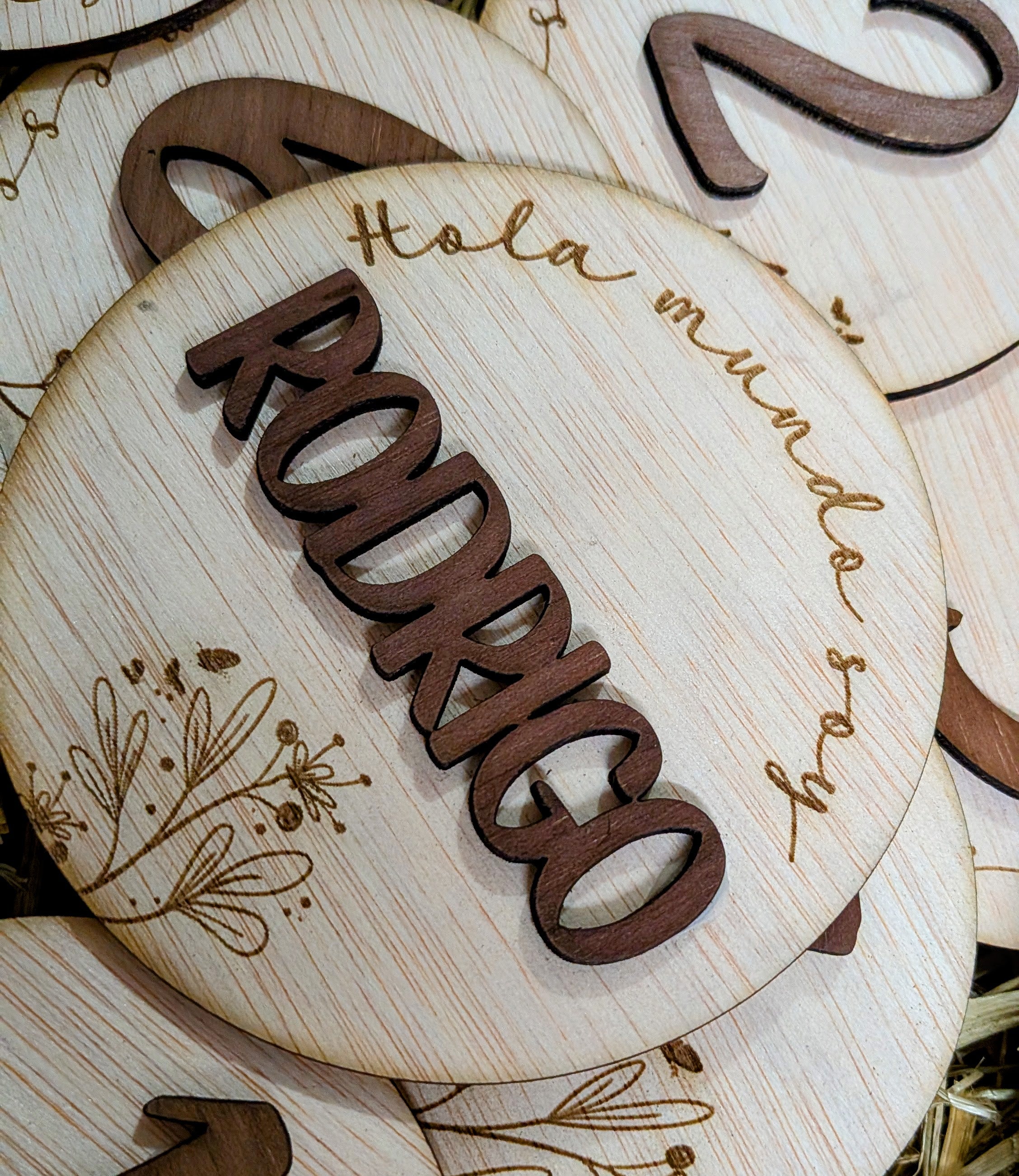 Placas Mensuales Bebé Personalizadas de Madera. Modelo primavera