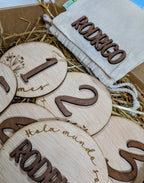 Placas Mensuales Bebé Personalizadas de Madera. Modelo primavera