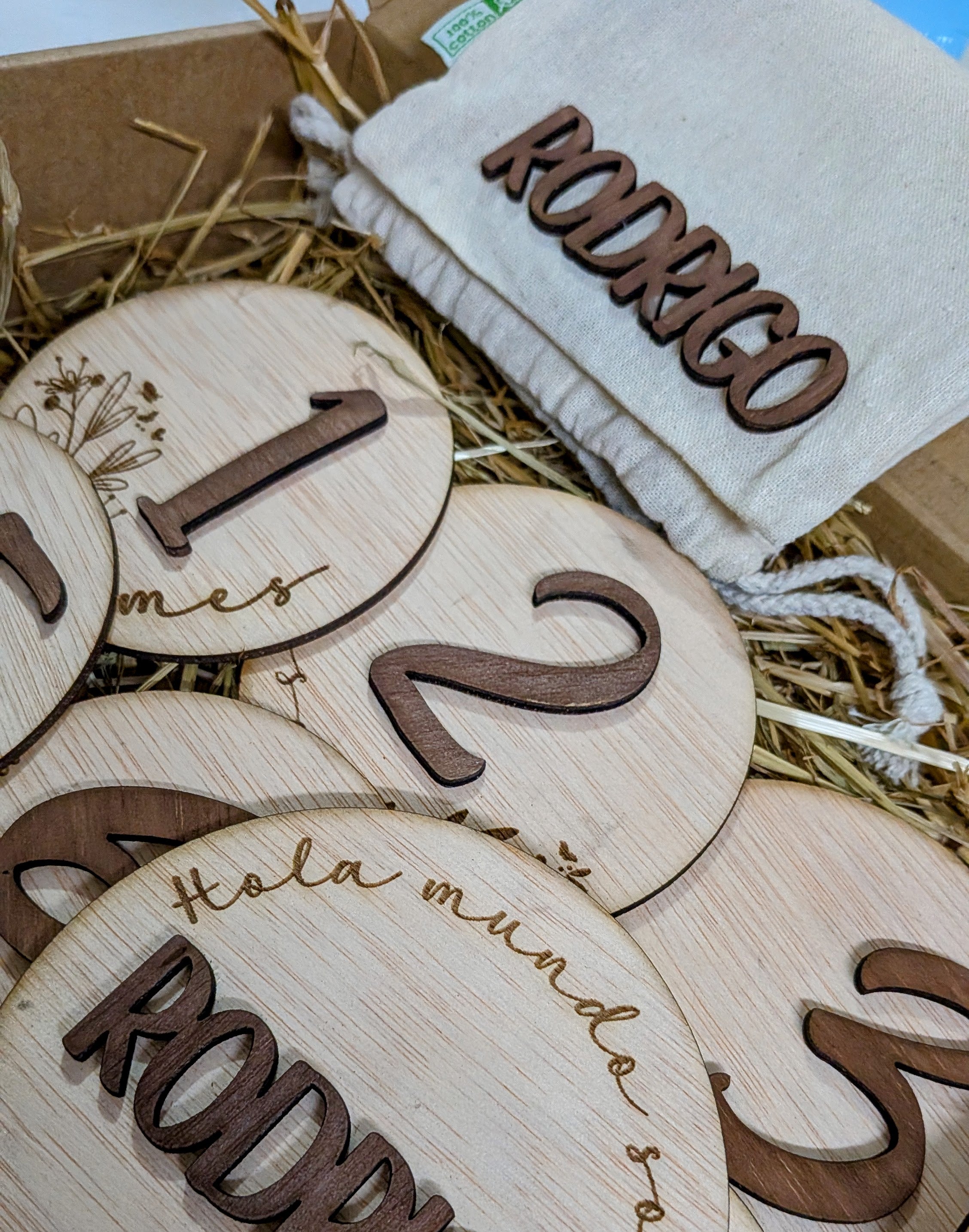 Placas Mensuales Bebé Personalizadas de Madera. Modelo primavera