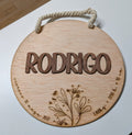 Placa de Nacimiento Personalizada para Bebé de Madera. Modelo primavera