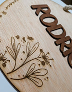 Placa de Nacimiento Personalizada para Bebé de Madera. Modelo primavera