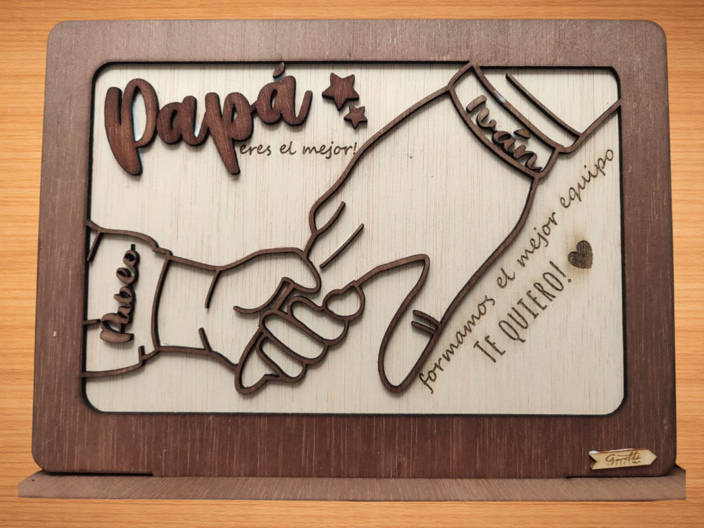 Marco de madera personalizado para papá | Regalo Día del Padre con nombre