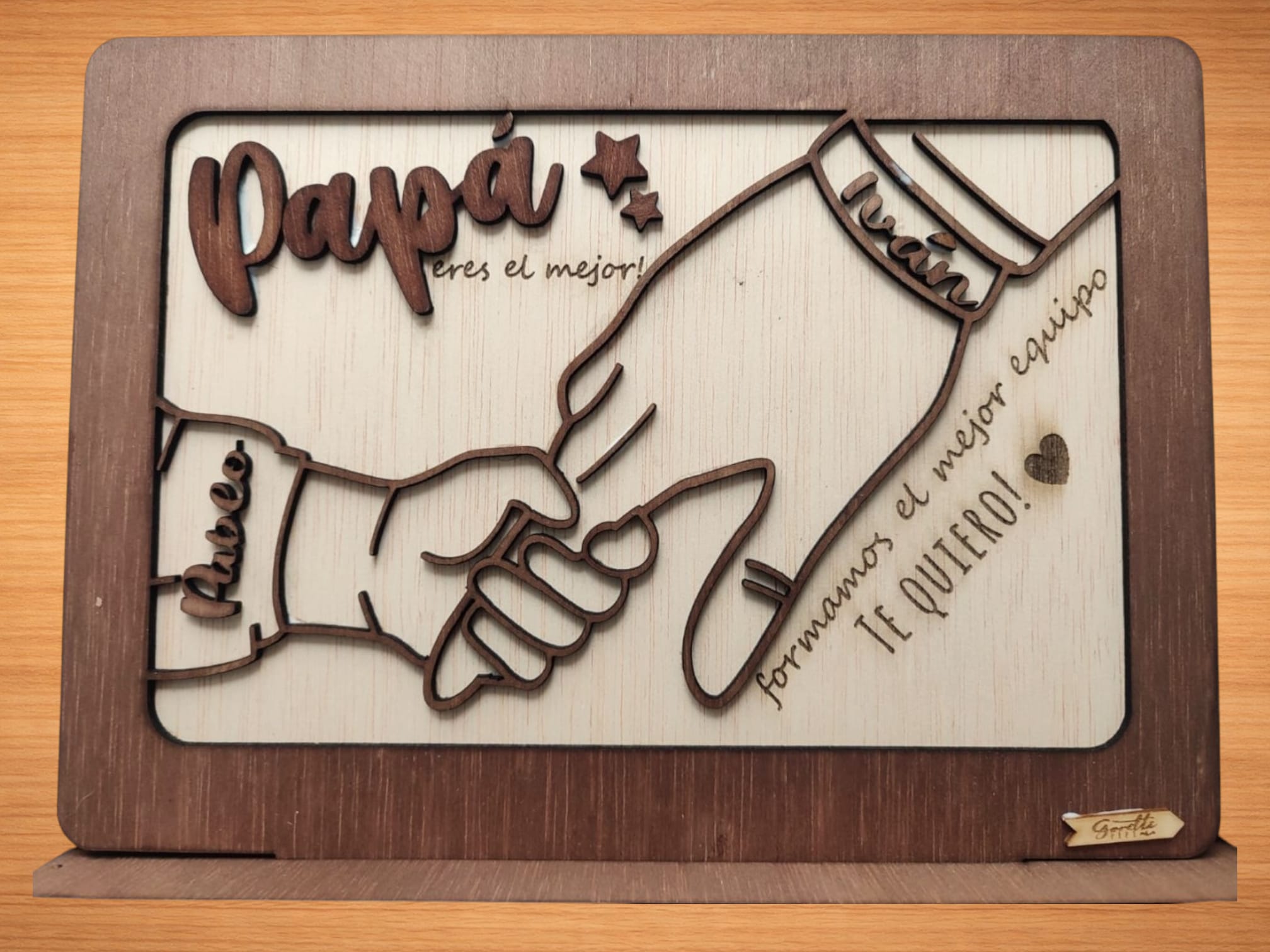 Marco de madera personalizado para papá | Regalo Día del Padre con nombre