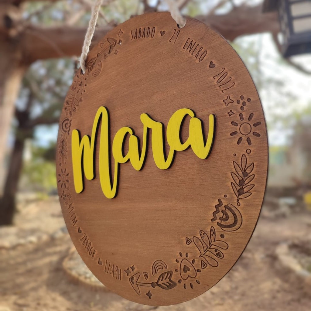 Placa de nacimiento para bebé Natalicio personalizado de madera |