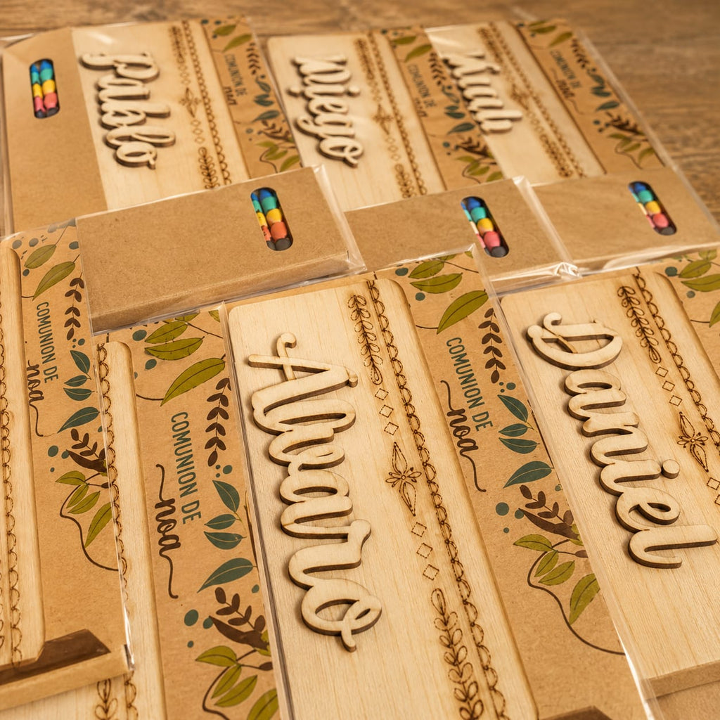 Detalle para colorear personalizado de madera | Bautizo, comunión y cumpleaños modelo boho