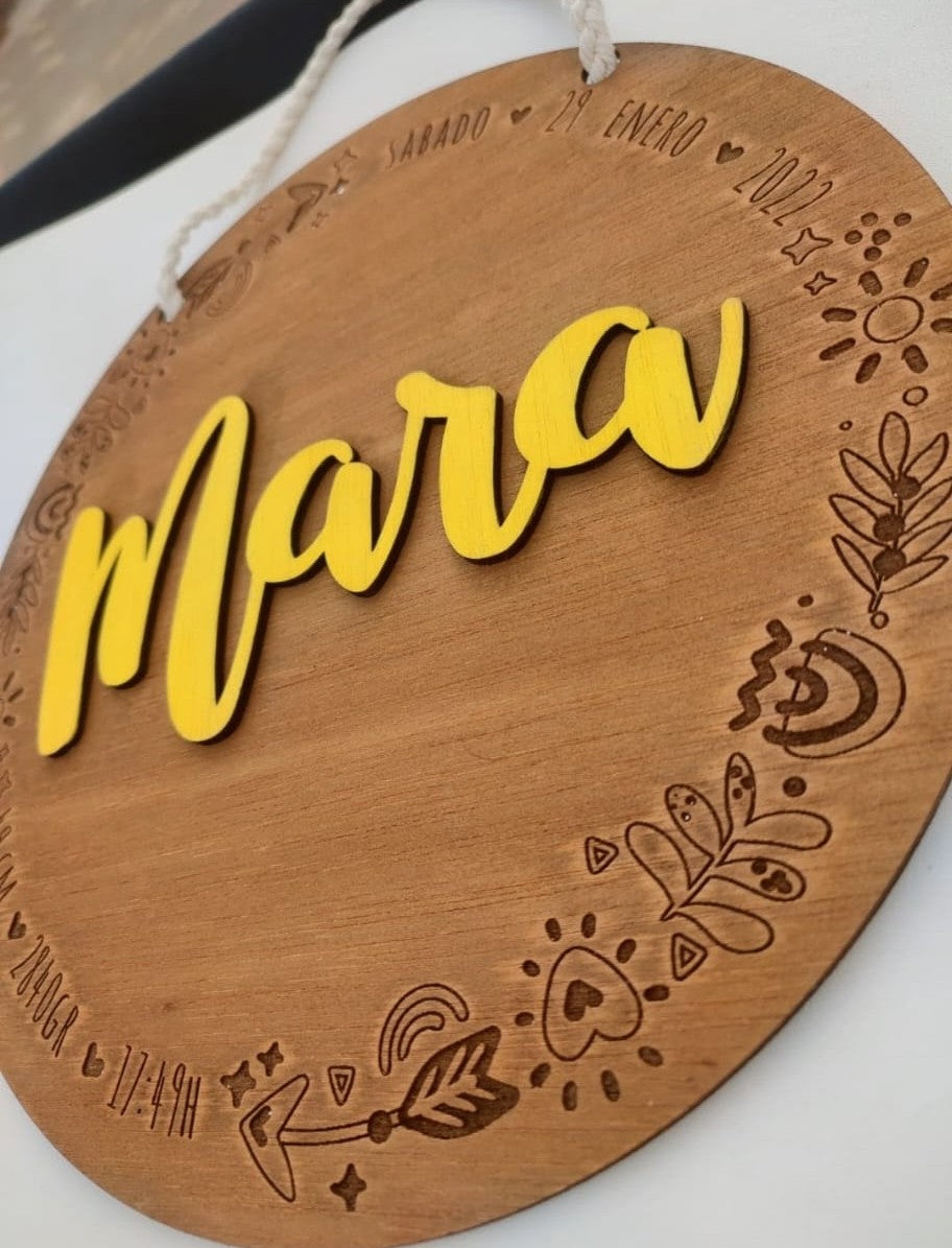 Placa de nacimiento para bebé Natalicio personalizado de madera |