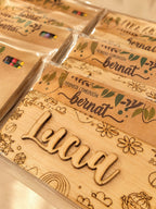 Detalle para colorear personalizado de madera | Bautizo, comunión y cumpleaños modelo infantil