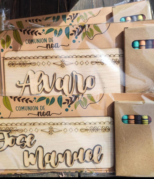 Detalle para colorear personalizado de madera | Bautizo, comunión y cumpleaños modelo boho