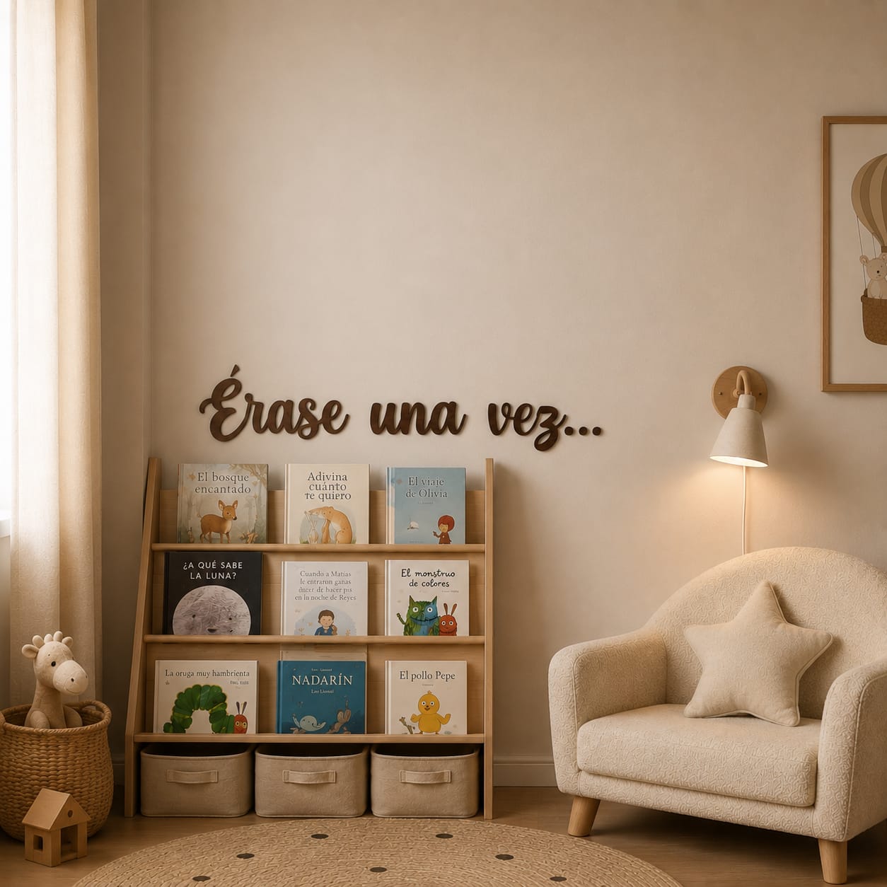 Cartel decorativo de madera con las frases “Érase una vez…”